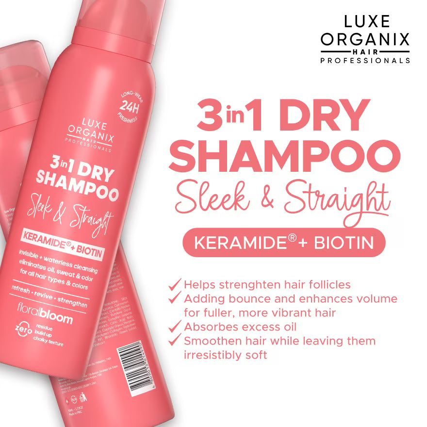 LUXE ORGANIX Hair Professionals 3in1 Dry Shampoo Sleek & Straight Floral Bloom 110ml