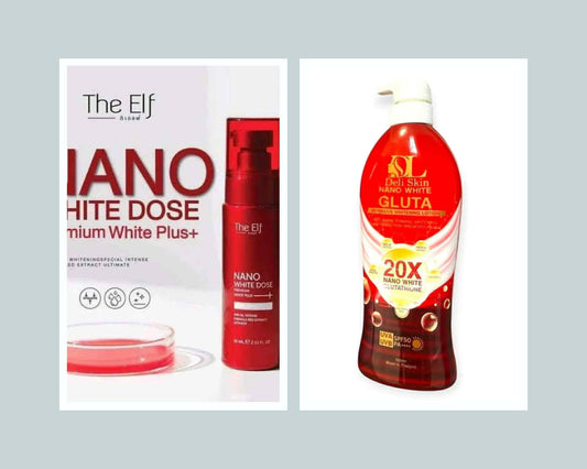 Deli Skin Nano White GLUTA Intensive Whitening Lotion + The Elf Nano White Dose Premium White Plus