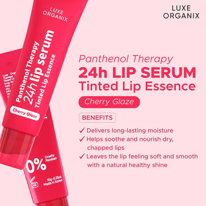 Luxe Organix Panthenol Therapy 24H Lip Serum Tinted Lip Essence Cherry Glaze 10g