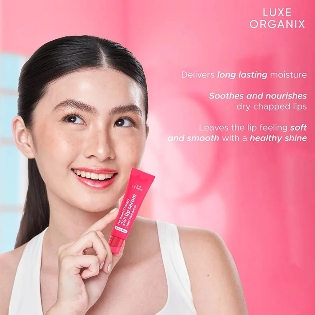 Luxe Organix Panthenol Therapy 24H Lip Serum Tinted Lip Essence Cherry Glaze 10g