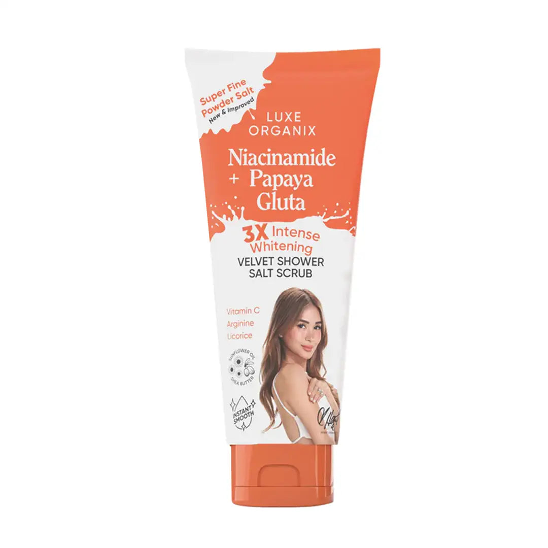 Luxe Organix Niacinamide + Papaya Gluta Velvet Shower Salt Scrub 320g