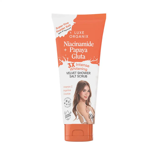 Luxe Organix Niacinamide + Papaya Gluta Velvet Shower Salt Scrub 320g