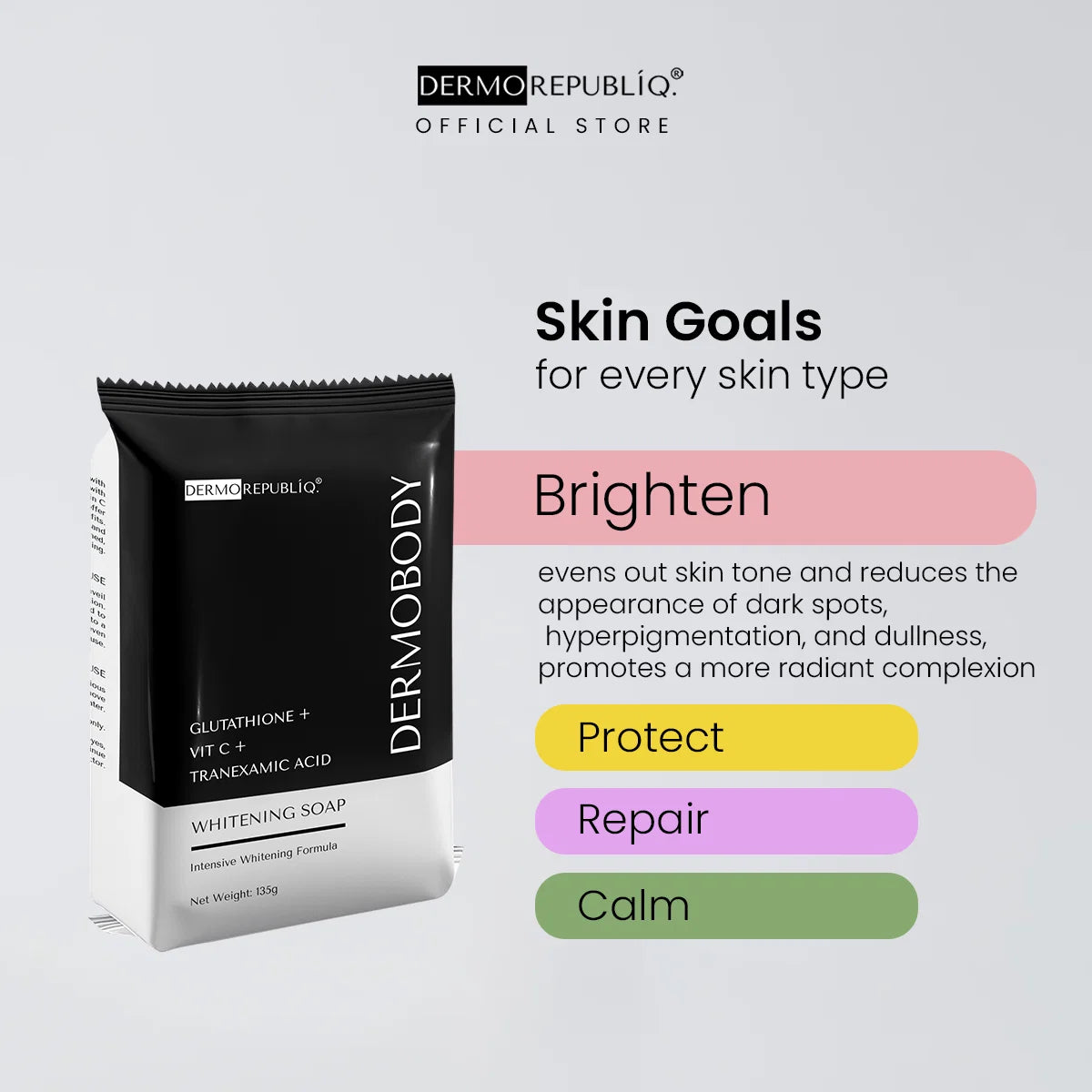 Dermobody glutathione + vitamin c + tranexamic acid brightening body bar