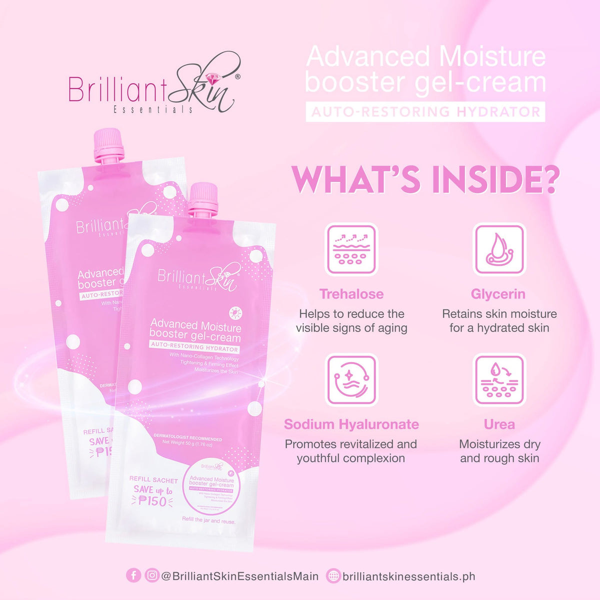 Brilliant Skin Advanced Moisture Booster Gel-Cream (50g Refill)