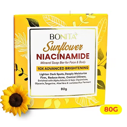 Bonita Sunflower Niacinamide Mineral Soap Bar 80G with Tangerine and Ginger Oil