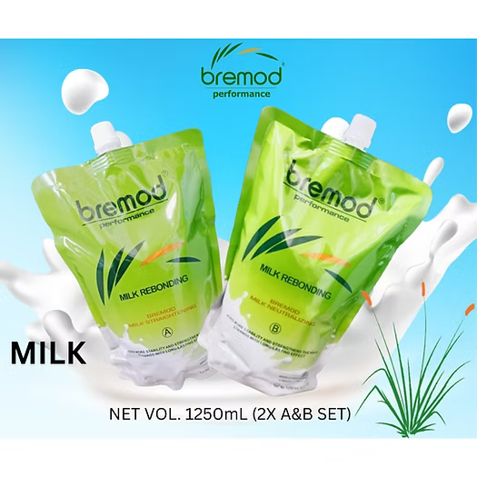 BREMOD Milk Rebonding Set (Step 1 Hair Straightening & Step 2Hair Neutralizing)