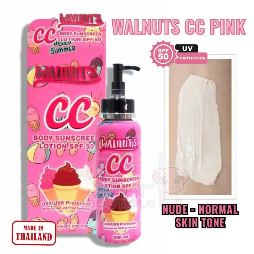 Walnut's CC Body Sunscreen Lotion SPF50 200ml- PINK