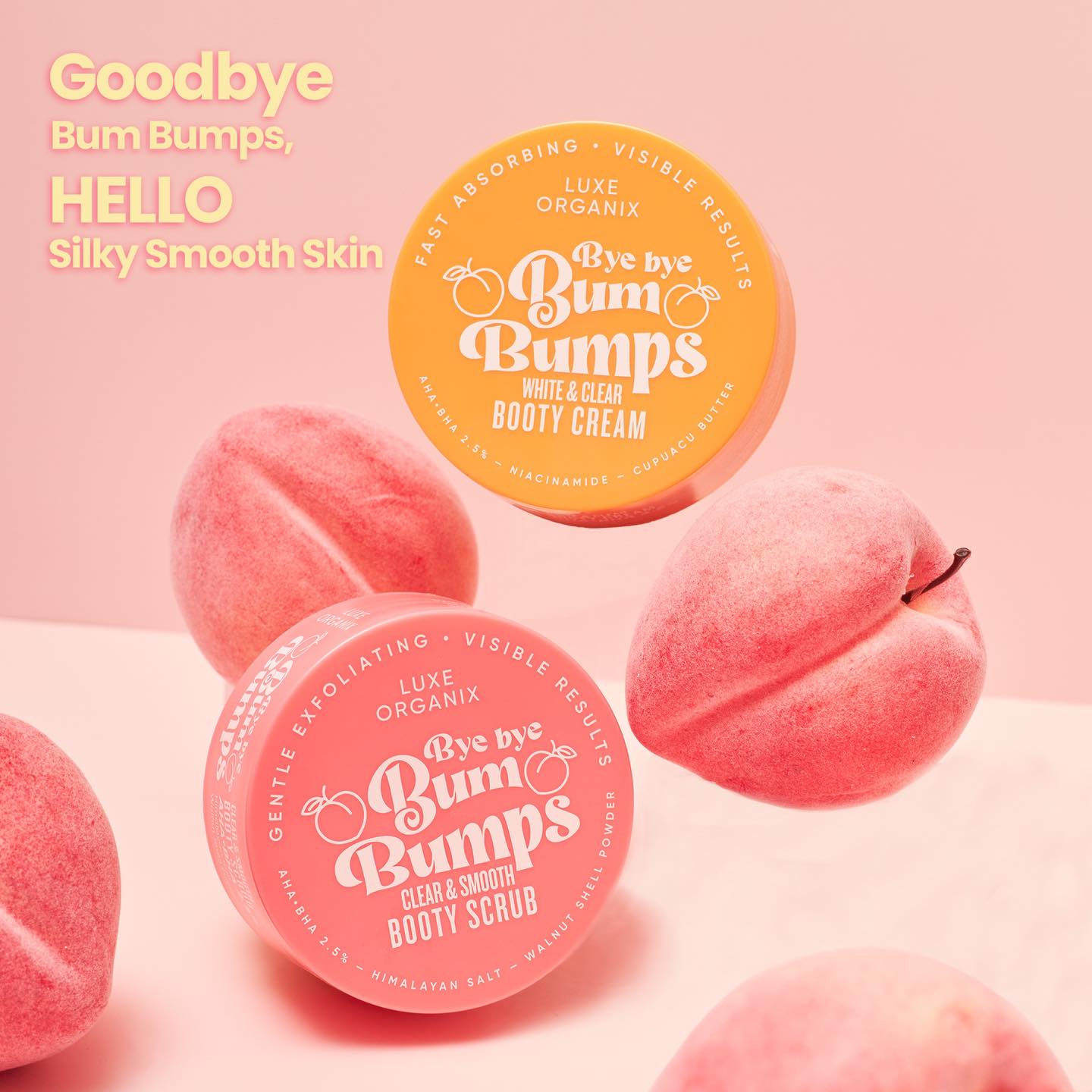 Luxe Organix Bye Bye Bumps Booty Cream and Scrub Combo Package