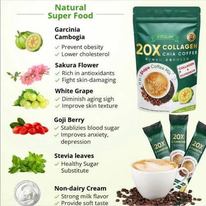 FitGum Collagen Chia Coffee Mix 10 sachets