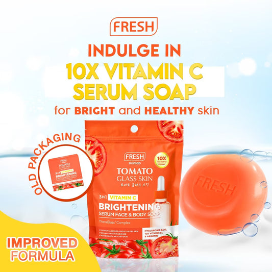 FRESH Skinlab Tomato Glass Skin 3 in 1 Vitamin C Brightening Serum Face & Body Soap 100g
