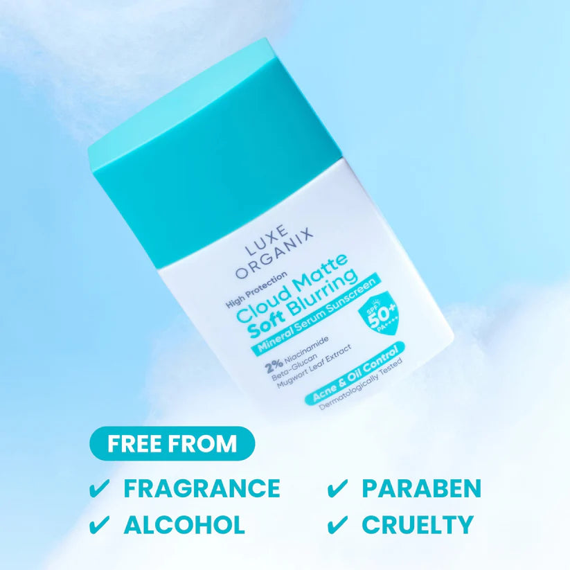 Luxe Organix High Protection Cloud Matte Soft Blurring Mineral Serum Sunscreen SPF50+ PA++++ 40g